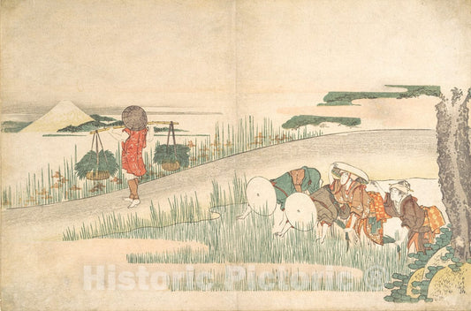 Art Print : Katsushika Hokusai - Spring in the Rice Fields : Vintage Wall Art