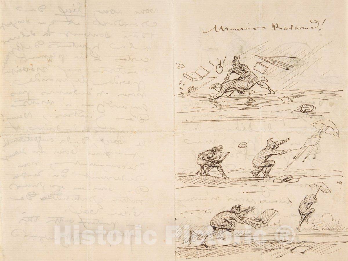 Art Print : Marie-Rosalie Bonheur - Illustrated letter to M. Roland : Vintage Wall Art