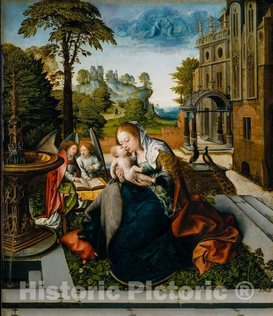 Art Print : Bernard van Orley - Virgin and Child with Angels : Vintage Wall Art