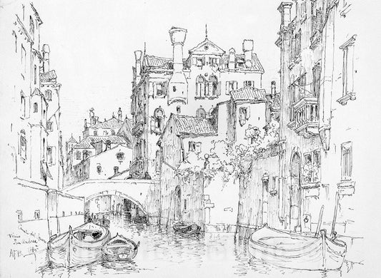 Art Print : Andrew Fisher Bunner - Canale del Squero, Venice : Vintage Wall Art