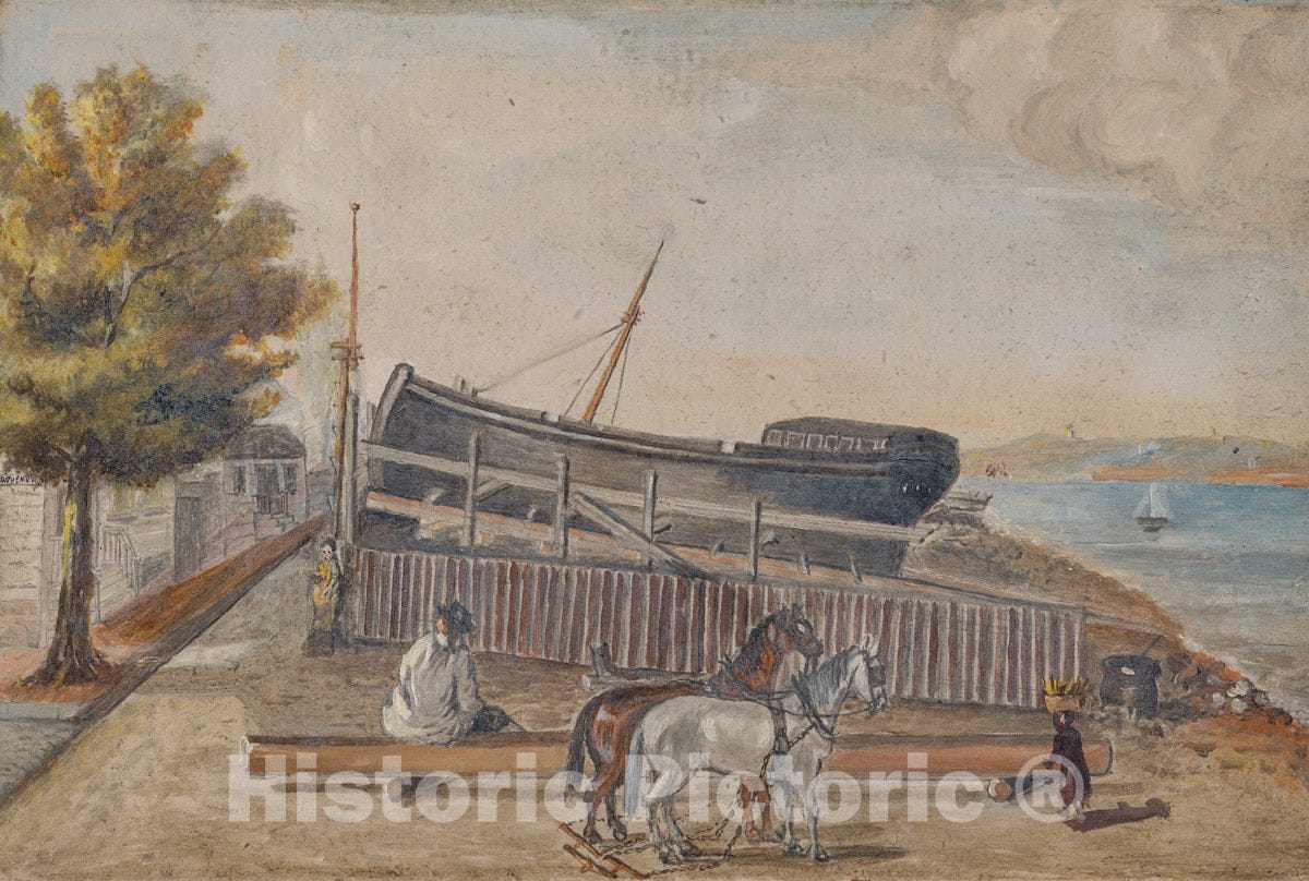 Art Print : William P. Chappel - Berg's Ship Yard : Vintage Wall Art