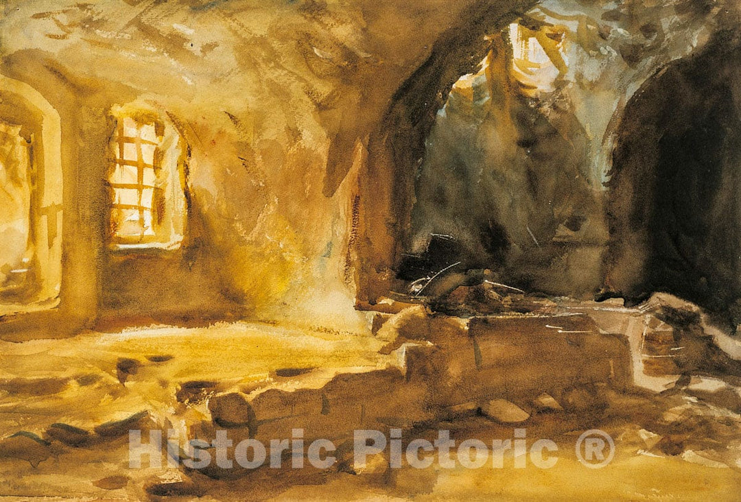 Art Print : John Singer Sargent - Ruined Cellar—Arras : Vintage Wall Art