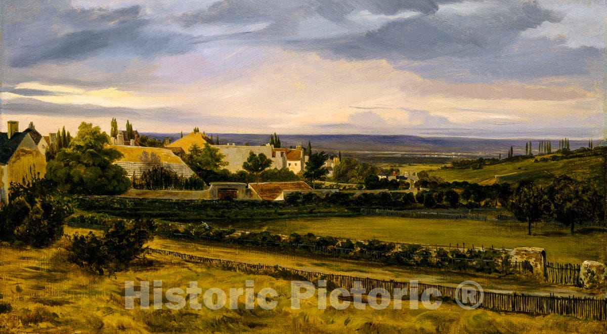 Art Print : Théodore Rousseau - A Village in a Valley : Vintage Wall Art