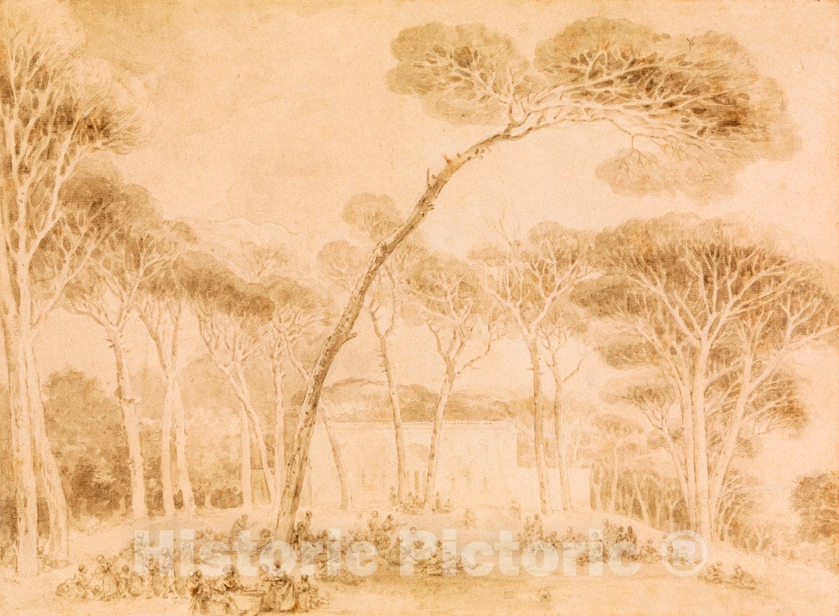 Art Print : Jean Honoré Fragonard - Imaginary View of a Roman Villa : Vintage Wall Art