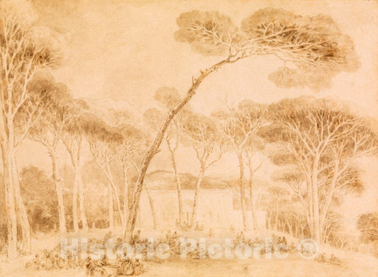 Art Print : Jean Honoré Fragonard - Imaginary View of a Roman Villa : Vintage Wall Art