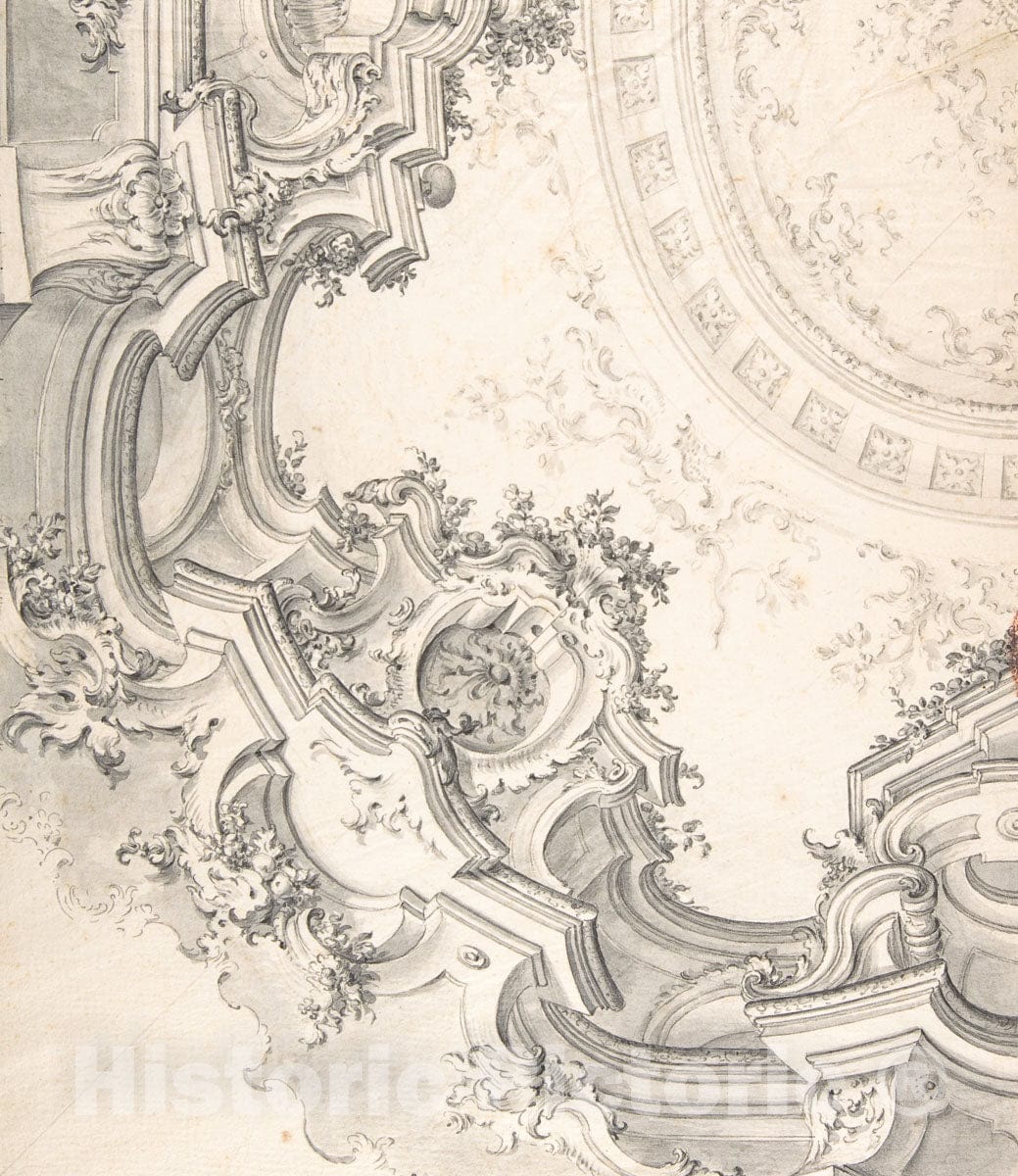 Art Print : Anonymous - Design for 1/4 of a Ceiling : Vintage Wall Art