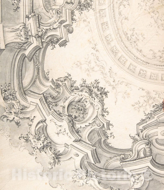 Art Print : Anonymous - Design for 1/4 of a Ceiling : Vintage Wall Art