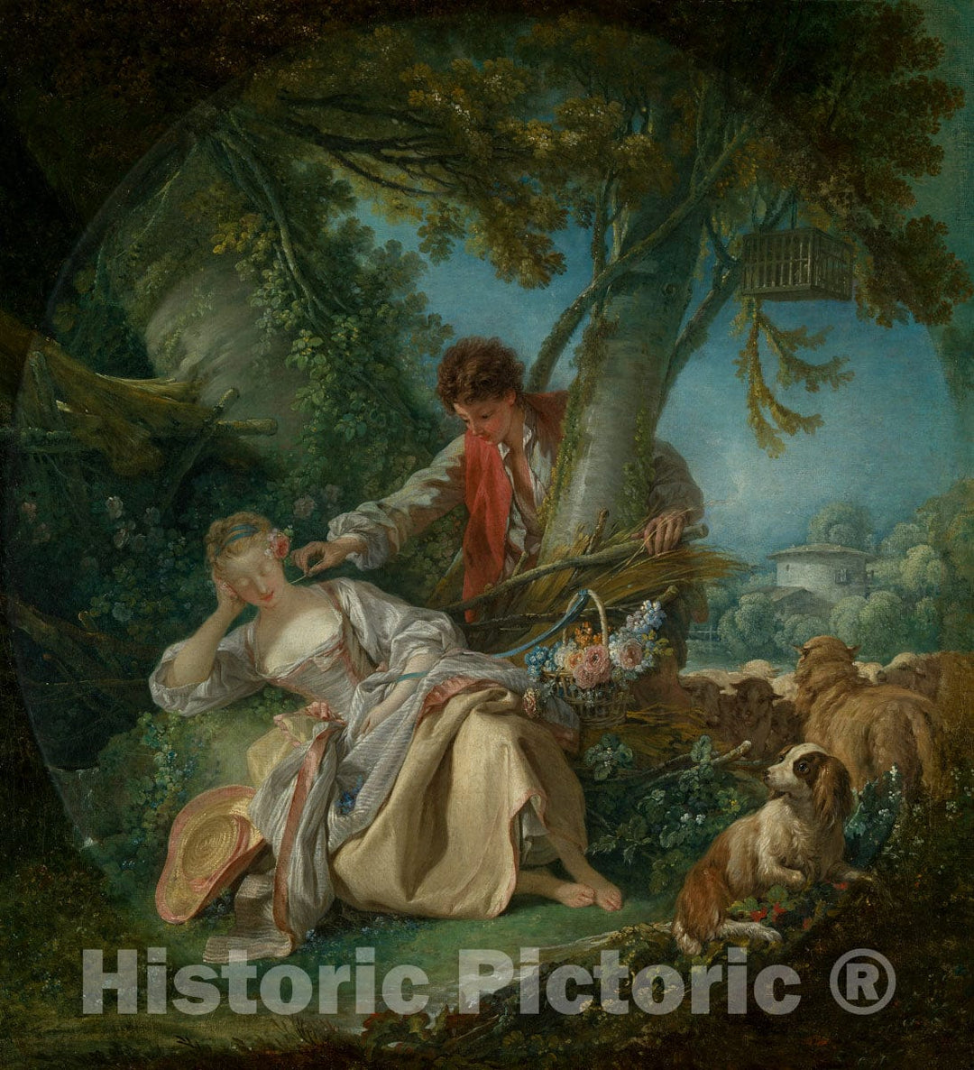 Art Print : François Boucher - The Interrupted Sleep : Vintage Wall Art