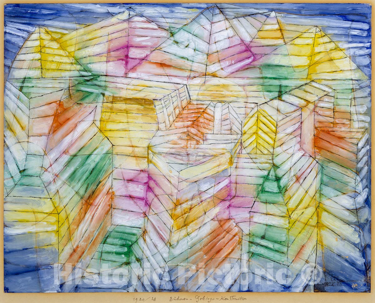 Art Print : Paul Klee - Theater-Mountain-Construction : Vintage Wall Art