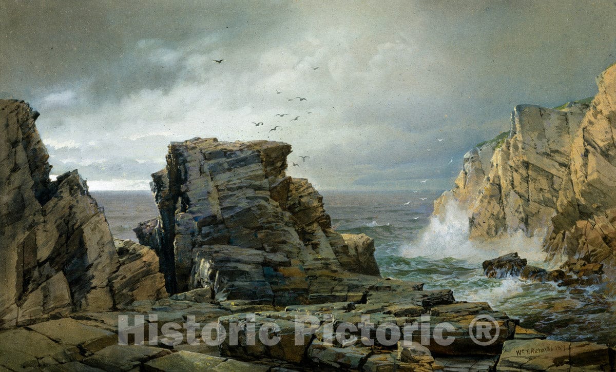 Art Print : William Trost Richards - A Rocky Coast : Vintage Wall Art