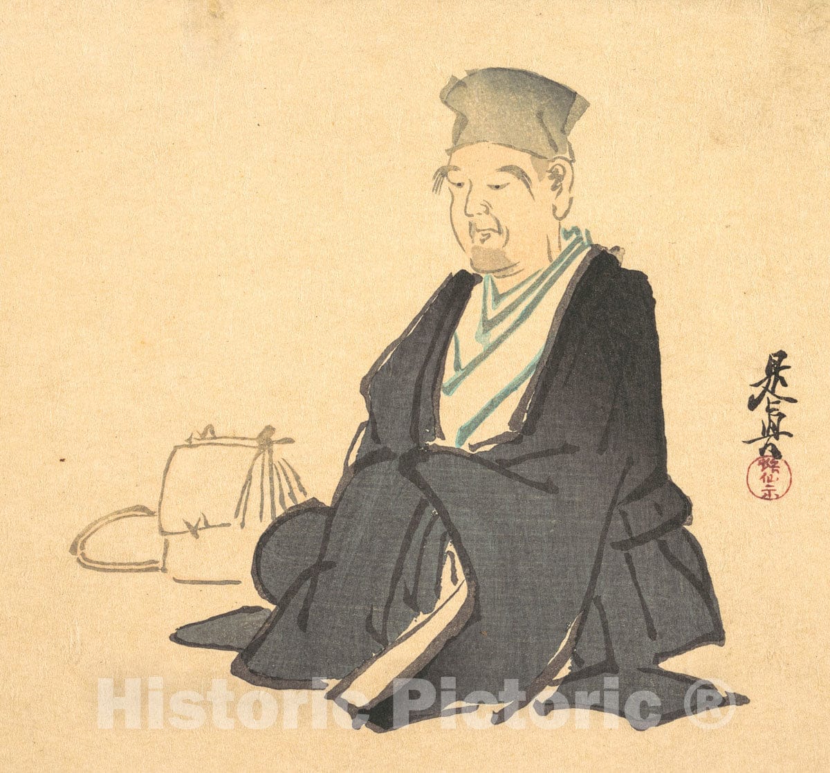 Art Print : Shibata Zeshin - Portrait of Riky? (?) : Vintage Wall Art