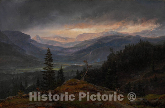 Art Print : Johan Christian Dahl - View over Hallingdal : Vintage Wall Art