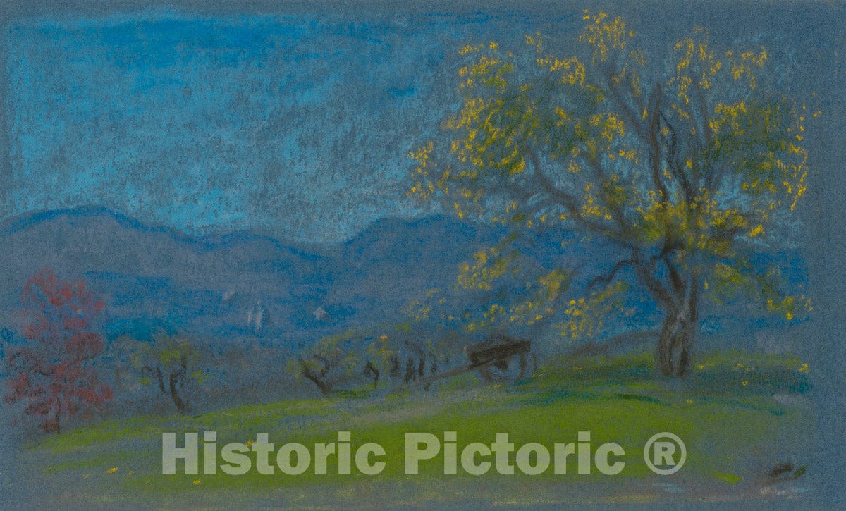 Art Print : Arthur B. Davies - Landscape with Yellow Tree : Vintage Wall Art