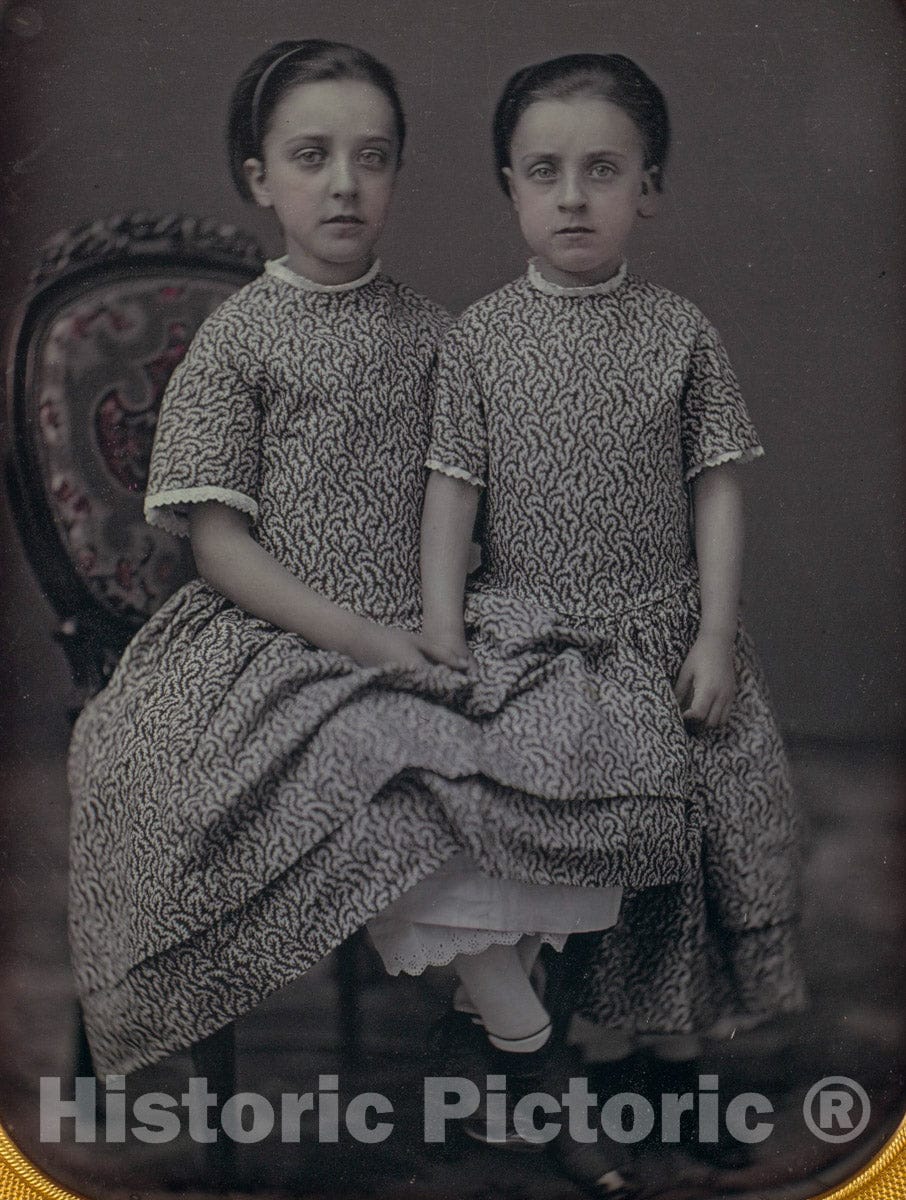 Photo Print : Jeremiah Gurney - [Two Girls in Identical Dresses] : Vintage Wall Art