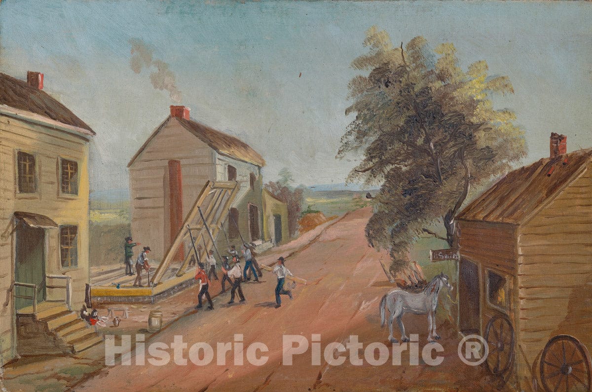 Art Print : William P. Chappel - House Raising : Vintage Wall Art