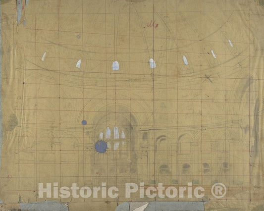 Art Print : Eugène Cicéri - Design for a Stage Set at the Opéra, Paris: Church Interior : Vintage Wall Art
