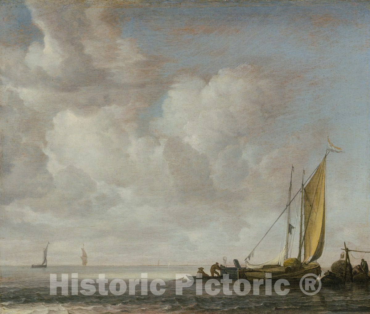Art Print : Simon de Vlieger - Calm Sea : Vintage Wall Art
