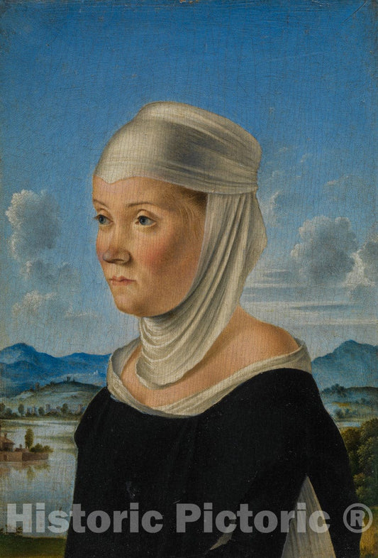 Art Print : Jacometto - Portrait of a Woman, Possibly a Nun of San Secondo : Vintage Wall Art