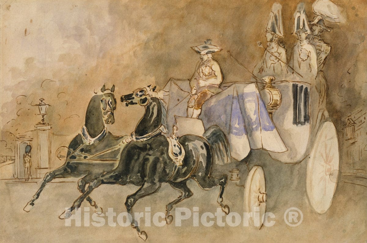 Art Print : Constantin Guys - A Carriage in London : Vintage Wall Art
