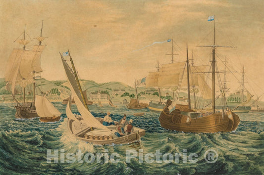 Art Print : Attributed to William James Bennett - Quarantine, Staten Island : Vintage Wall Art