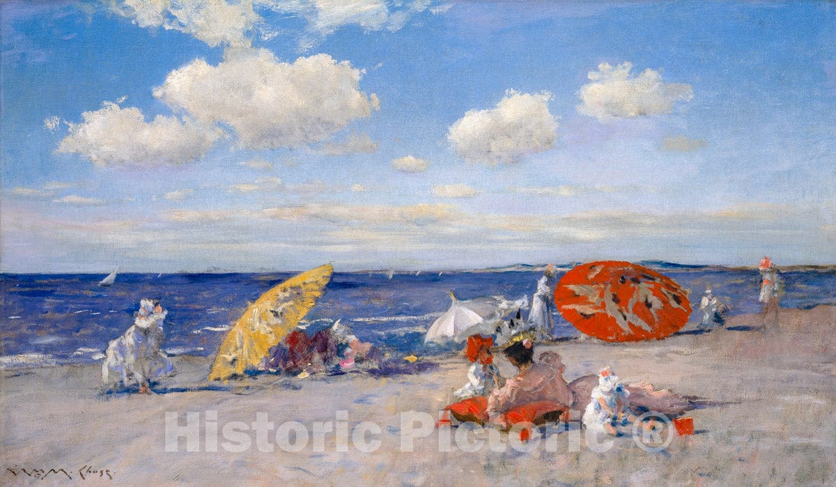 Art Print : William Merritt Chase - At the Seaside : Vintage Wall Art