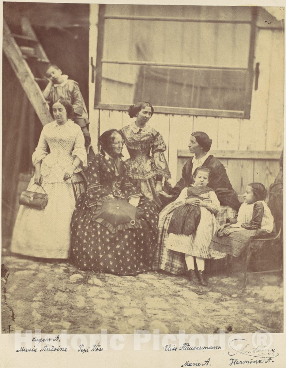 Photo Print : Franz Antoine - Group Portrait of Four Women and Three Children : Vintage Wall Art
