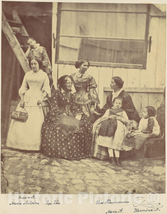 Photo Print : Franz Antoine - Group Portrait of Four Women and Three Children : Vintage Wall Art