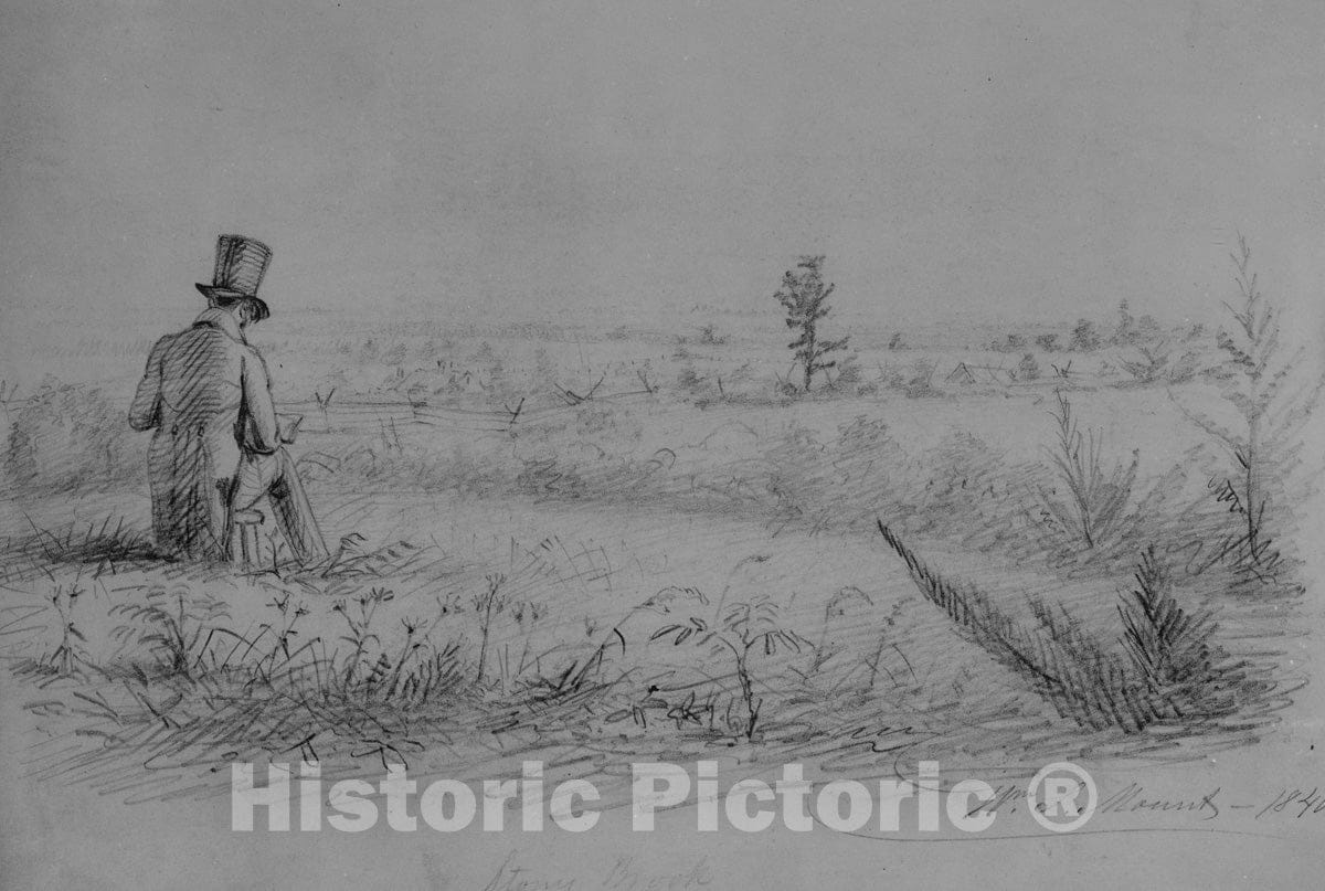 Art Print : William Sidney Mount - Artist Sketching at Stony Brook, New York (from McGuire Scrapbook) : Vintage Wall Art