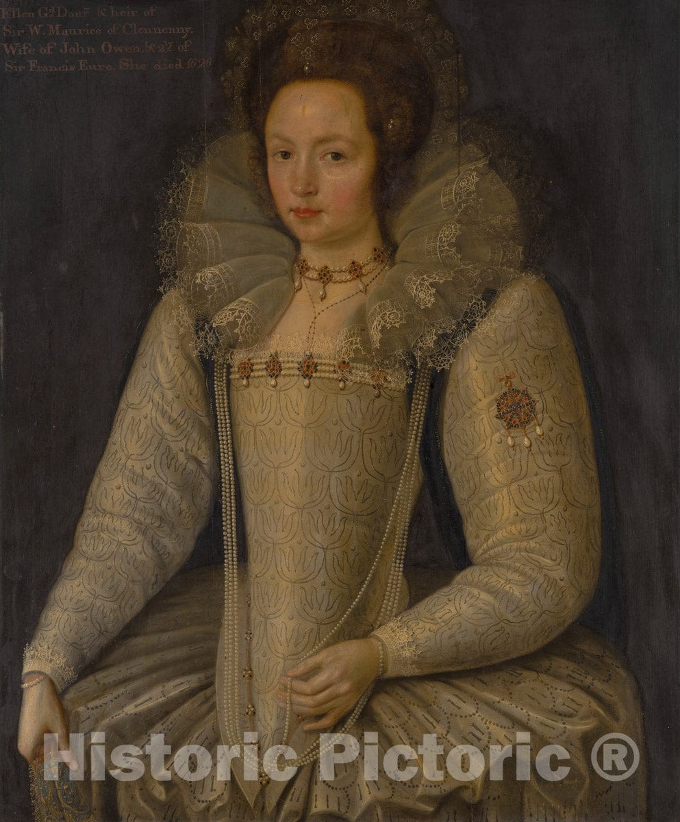 Art Print : Marcus Gheeraerts - Ellen Maurice (1578–1626) : Vintage Wall Art