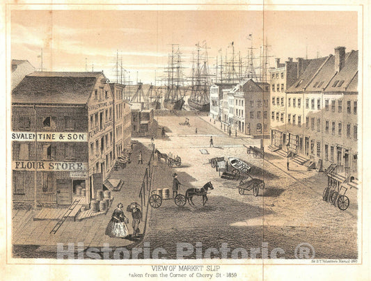 Art Print : Market Slip, New York City, Valentine's, 1859, Vintage Wall Art