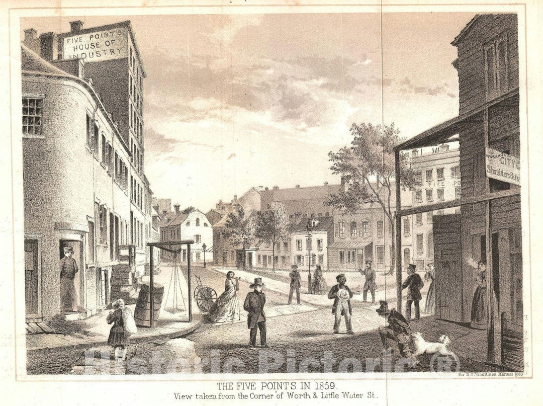 Art Print : Five Points, New York City, Valentine's, 1859, v2 Vintage Wall Art