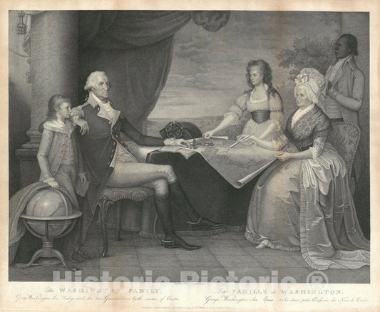 Art Print : George Washington Family at Mount Vernon, Savage, 1798, Vintage Wall Art