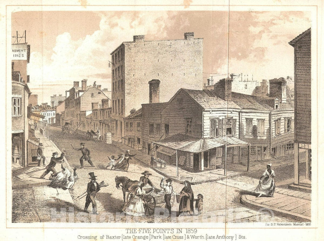 Art Print : Five Points, New York City, Valentine's, 1859, v1 Vintage Wall Art