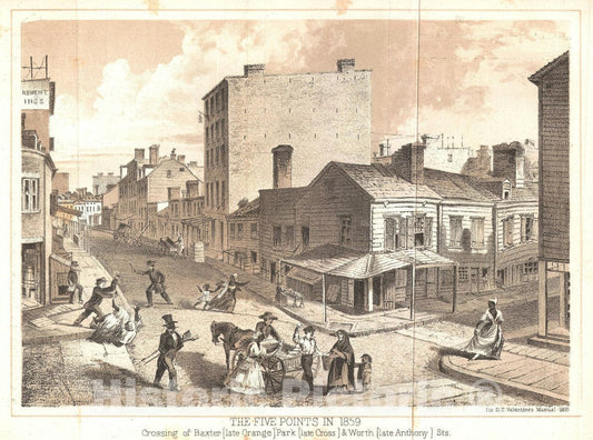 Art Print : Five Points, New York City, Valentine's, 1859, v1 Vintage Wall Art