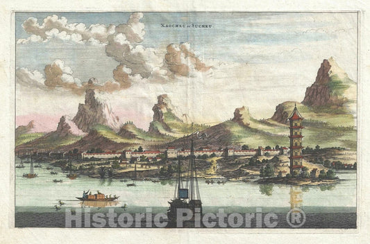 Art Print : View of Suzhou, China, Van Der, 1670, Vintage Wall Art