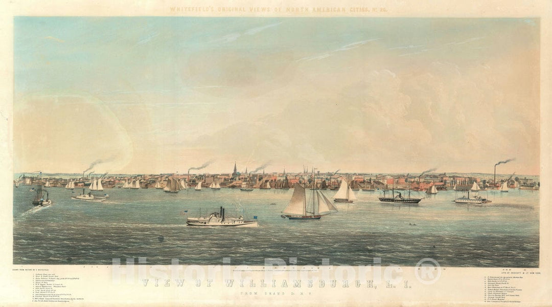 Art Print : Williamsburg, Brooklyn, Whitefield, 1852, Vintage Wall Art