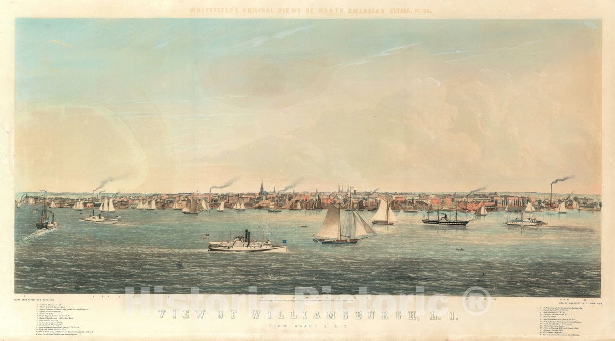 Art Print : Williamsburg, Brooklyn, Whitefield, 1852, Vintage Wall Art