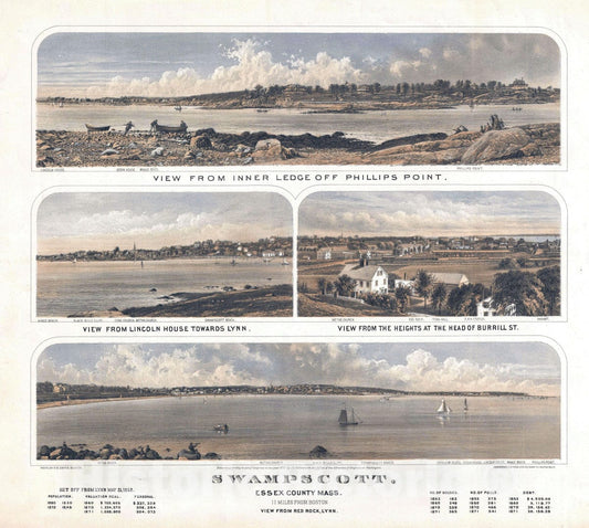 Art Print : Swampscott, Massachusetts, Robinson, 1871, Vintage Wall Art