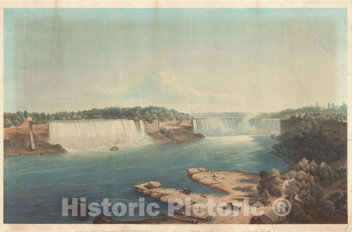 Art Print : Niagara Falls General View, Sébron and Salathé, 1852, Historic Wall Art