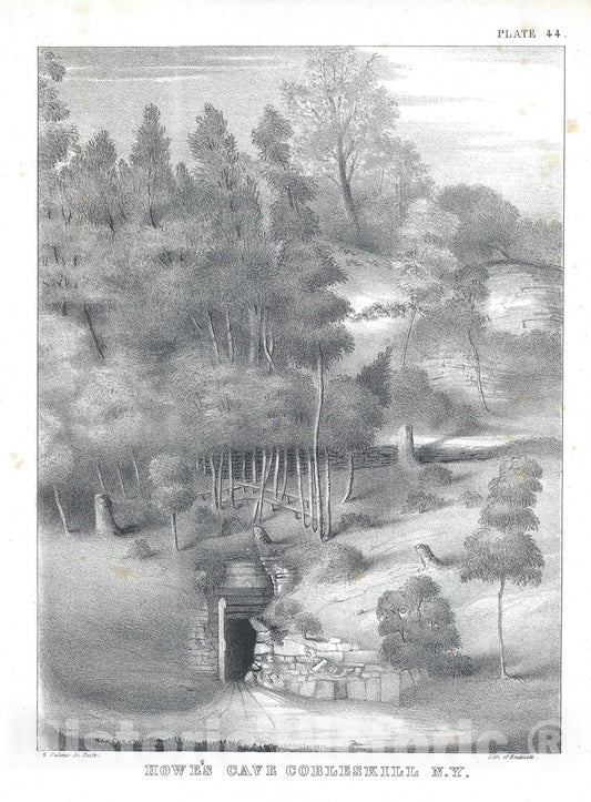 Art Print : Entrance to Howe Caverns, New York, Mather, 1842, Vintage Wall Art
