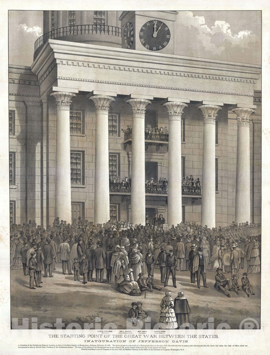 Art Print : Inauguration of Jefferson Davis, Matthew Teirney, 1887, Vintage Wall Art