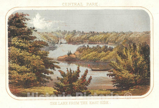 Art Print : Lake, Central Park, New York City, Shannon and Rogers, 1868, Vintage Wall Art