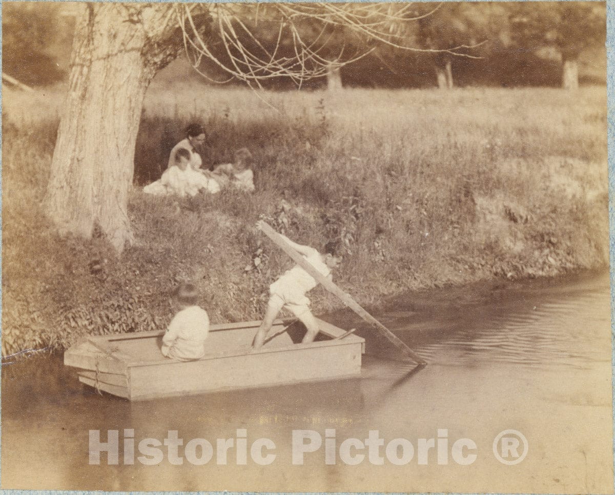 Photo Print : Thomas Eakins - Two Boys Playing at The Creek, July 4, 1883 : Vintage Wall Art