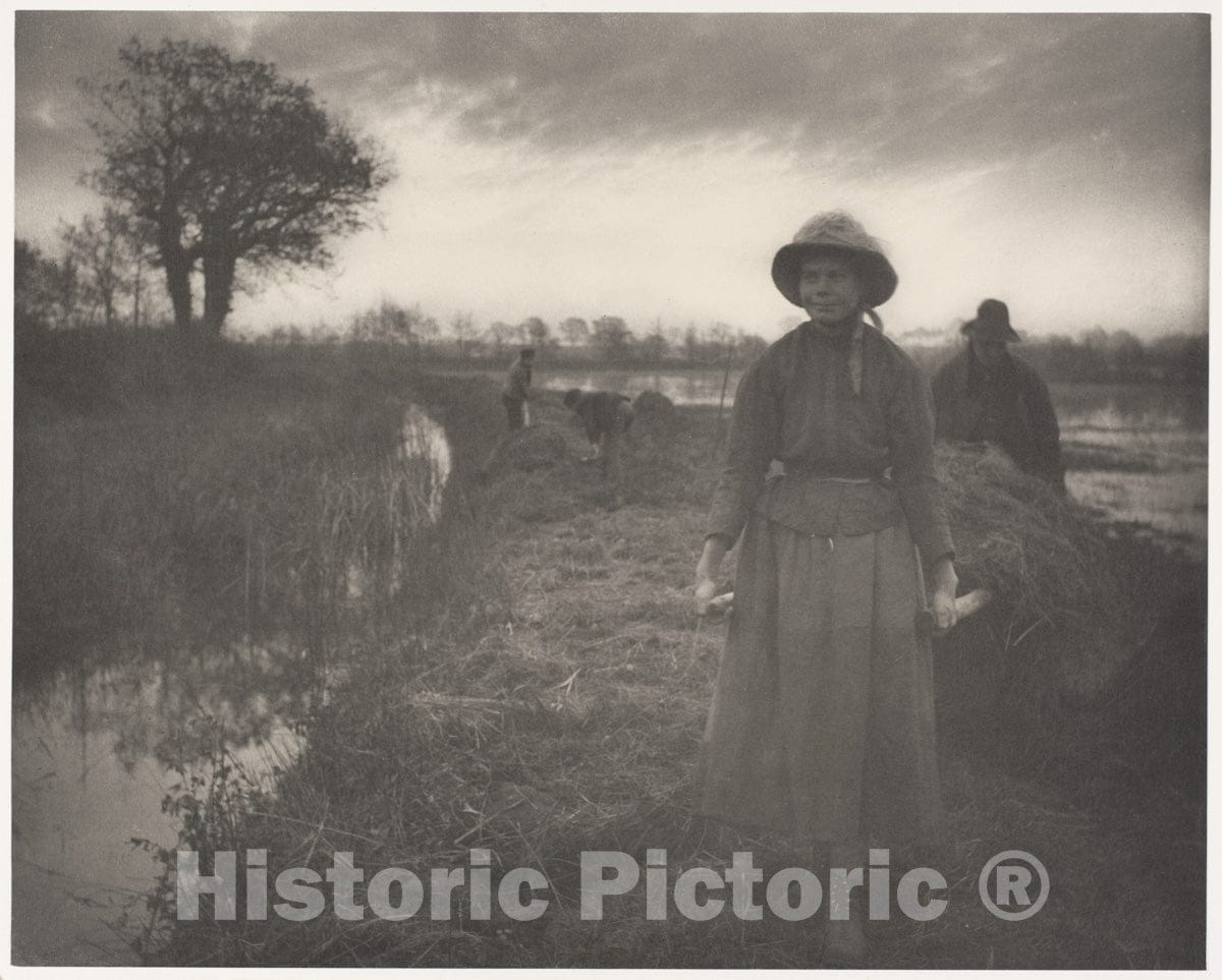 Photo Print : Peter Henry Emerson - Poling The Marsh Hay : Vintage Wall Art