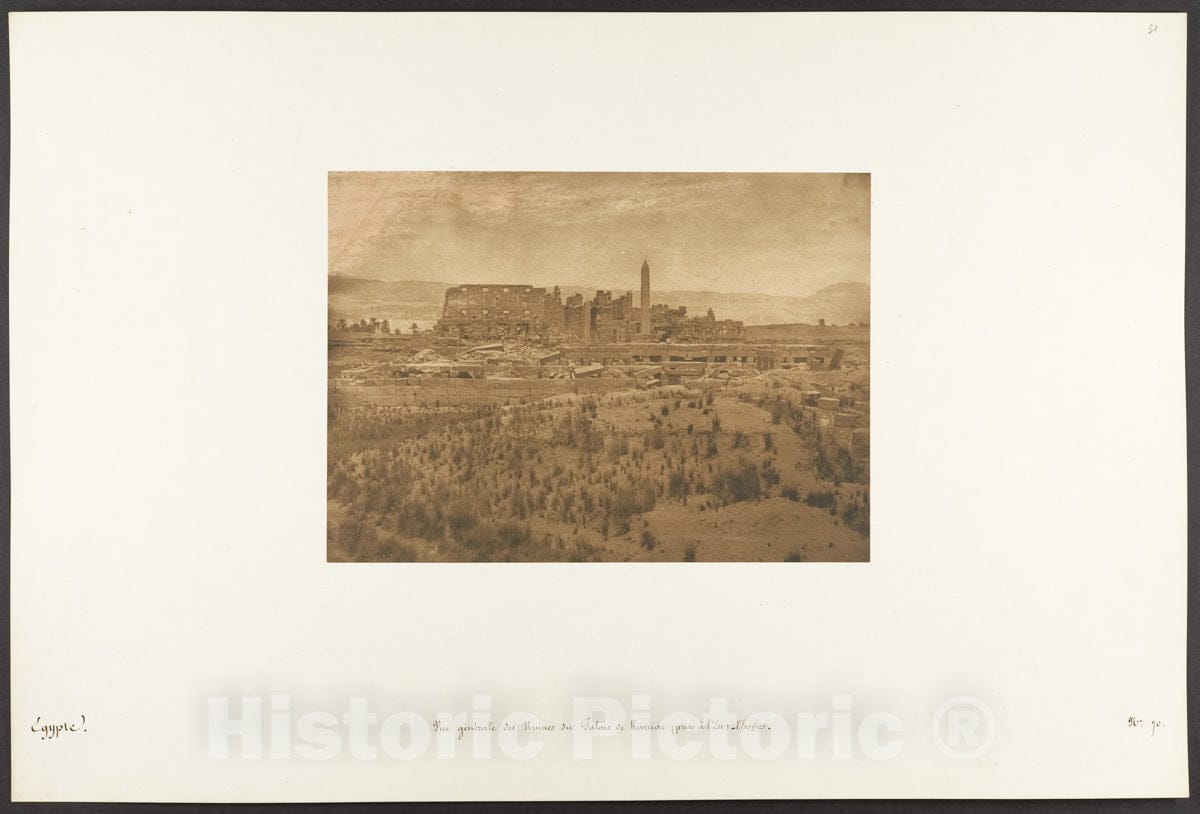 Photo Print : Maxime Du Camp - Vue générale des Ruines du Palais de Karnac (Prise à l'Est) - Thèbes : Vintage Wall Art
