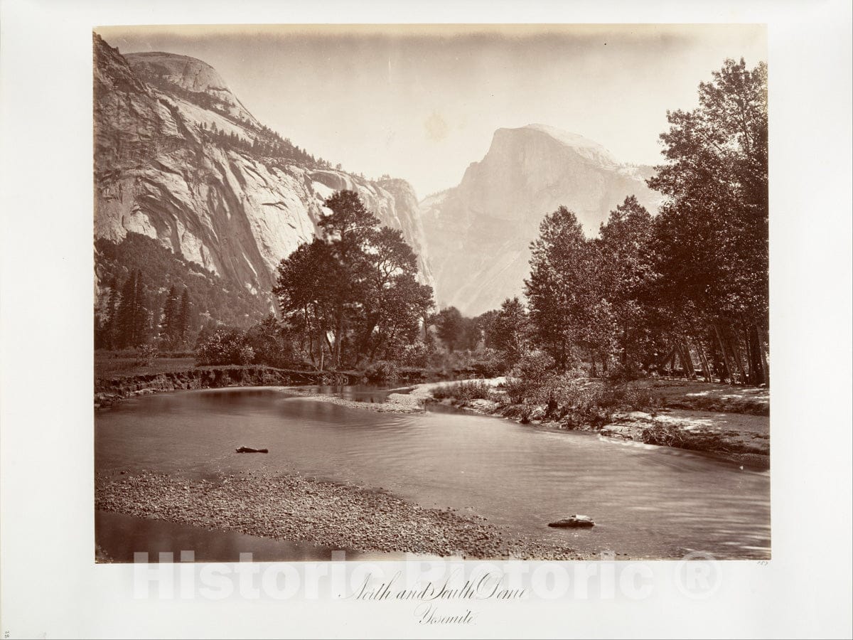 Photo Print : Carleton E. Watkins - North and South Dome, Yosemite 1 : Vintage Wall Art