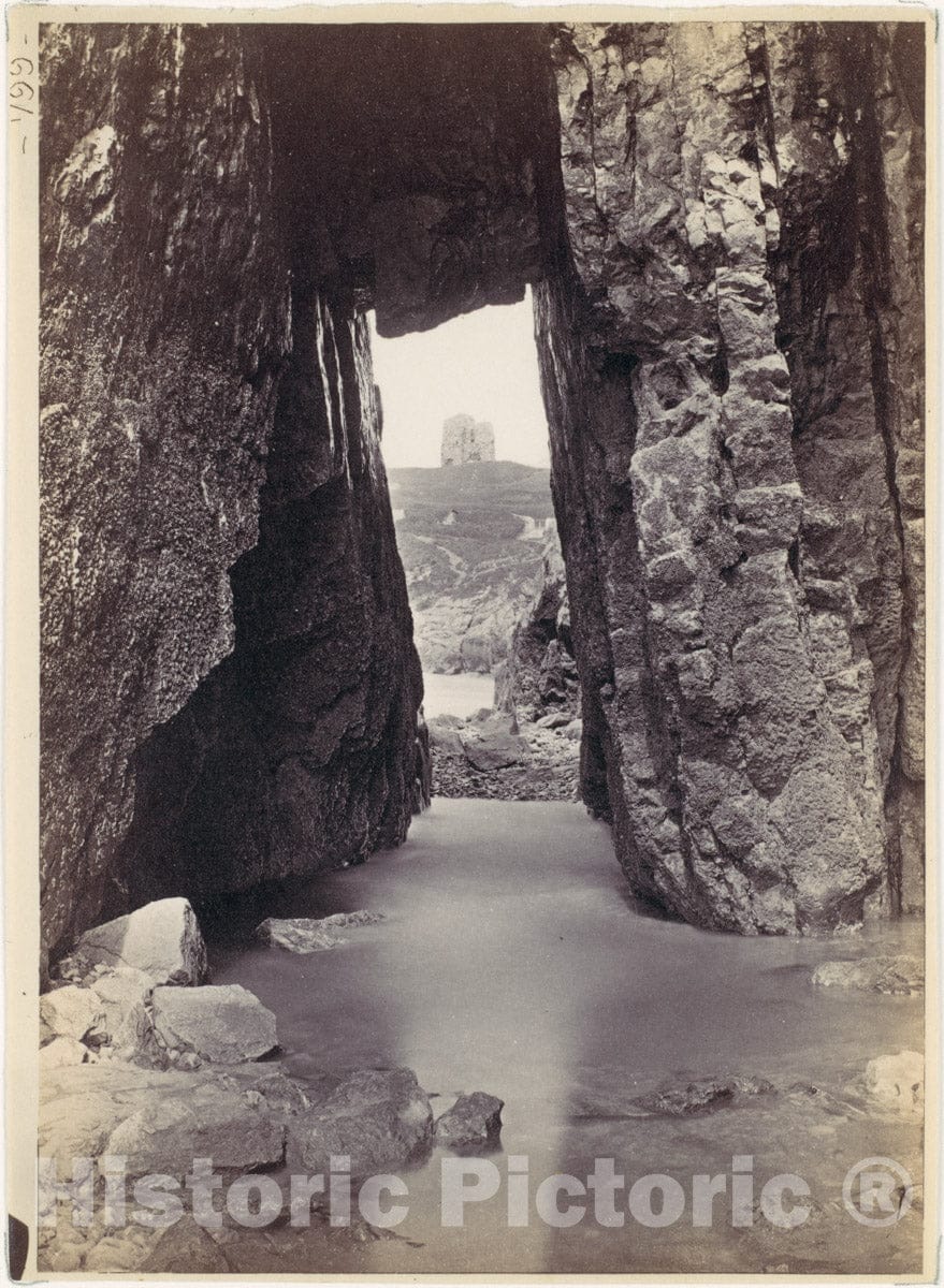 Photo Print : Francis Bedford - View Through Rocks' of Tower On Hill : Vintage Wall Art