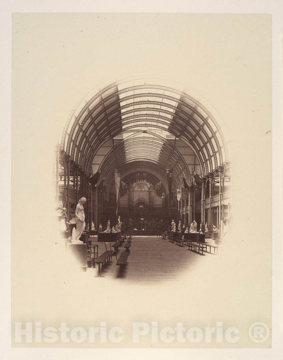 Photo Print : Philip Henry Delamotte - View in Central Hall, Art Treasures Exhibition, Manchester : Vintage Wall Art