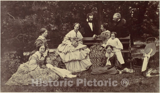 Photo Print : Franz Antoine - Group Portrait of Four Women, Two Men and Three Children in a Garden : Vintage Wall Art