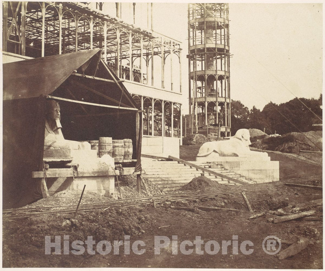 Photo Print : Philip Henry Delamotte - Carving a Sphinx : Vintage Wall Art